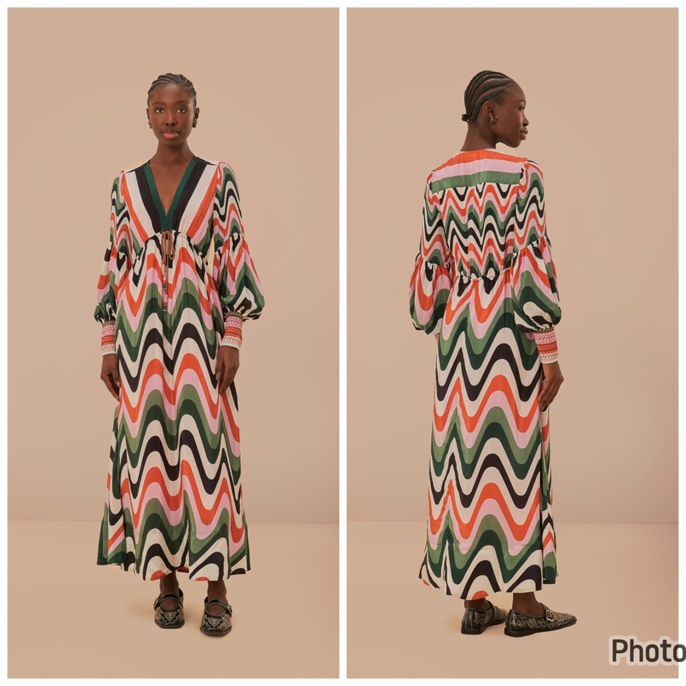 FARM Rio Wave Gradient Maxi Dress‎ Striped Multi Size Medium